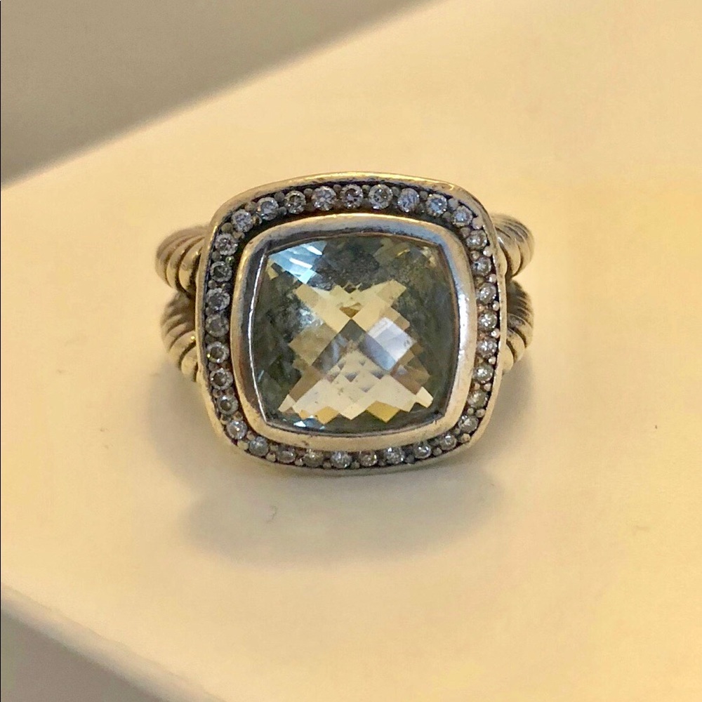 David Yurman Albion Ring w/ Prasiolite/Diamonds